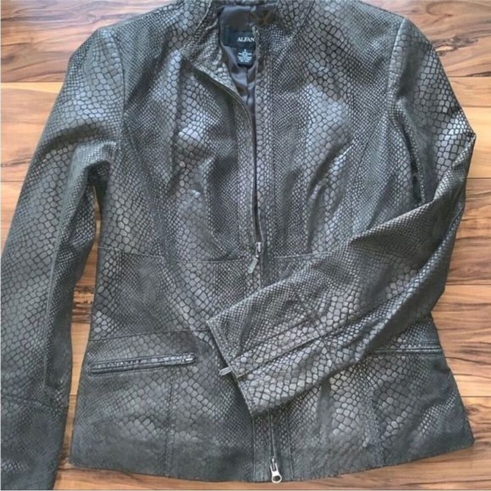 Alfani dark green Leather jacket S